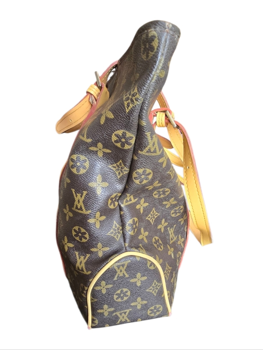Monogram Canvas Leather-Trim Tote - Brown/Tan - Picture 7 of 11